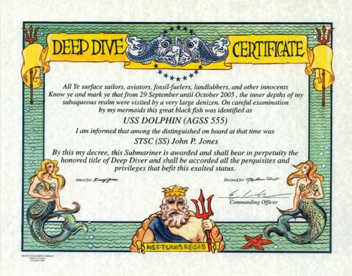 Deep Dive Certificate